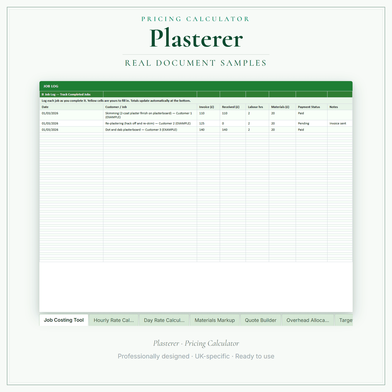 Pricing Calculator — Premium — sample document pages
