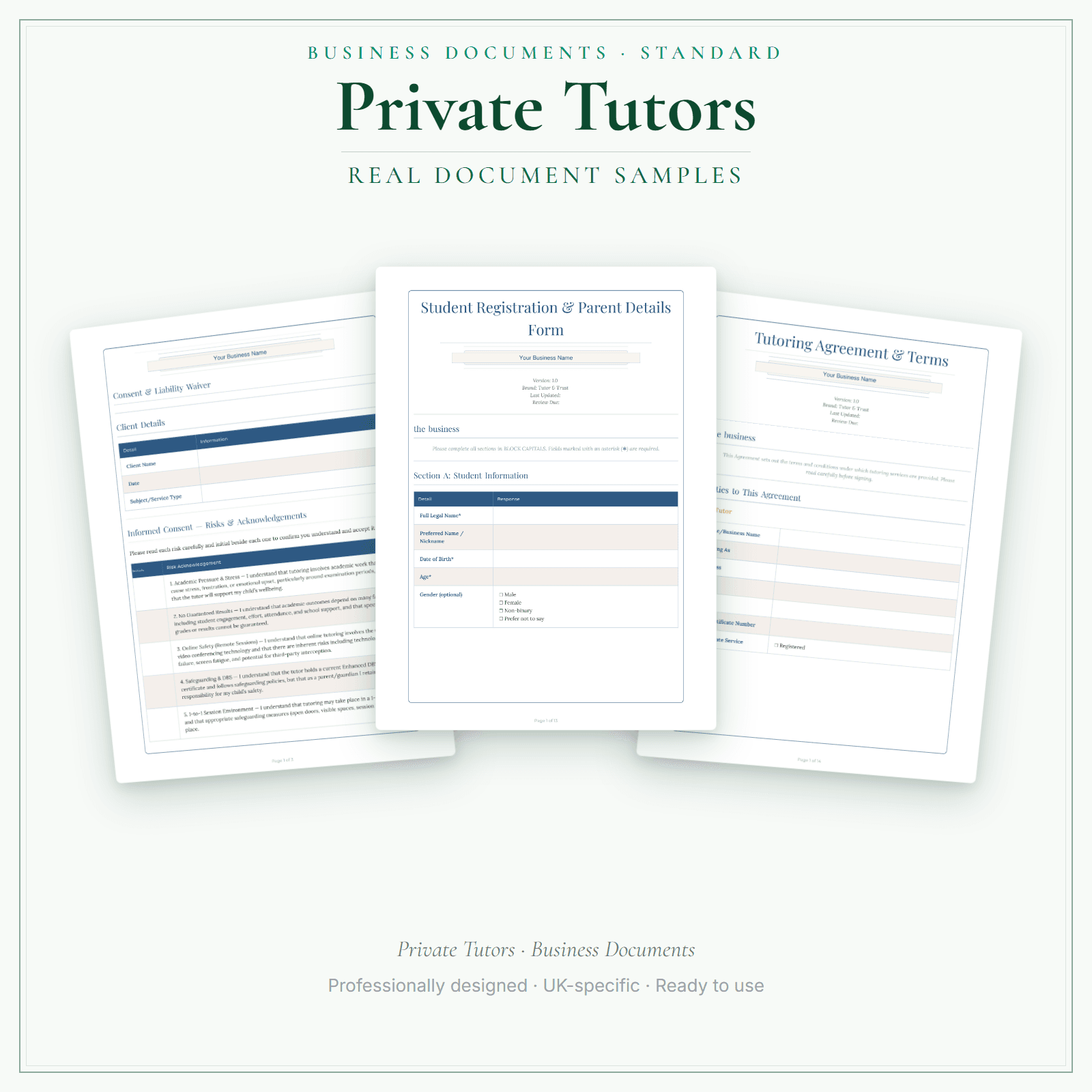Business Documents — Standard — sample document pages