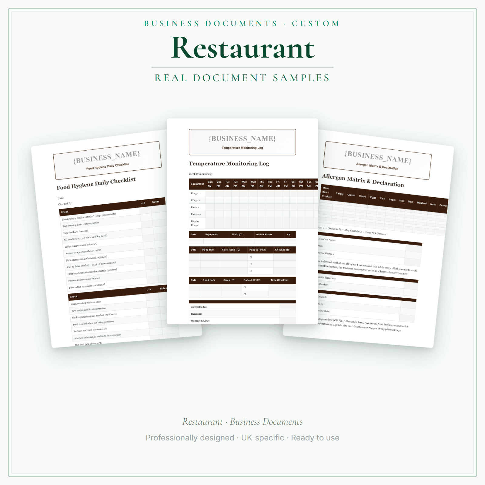 Business Documents — Custom — sample document pages