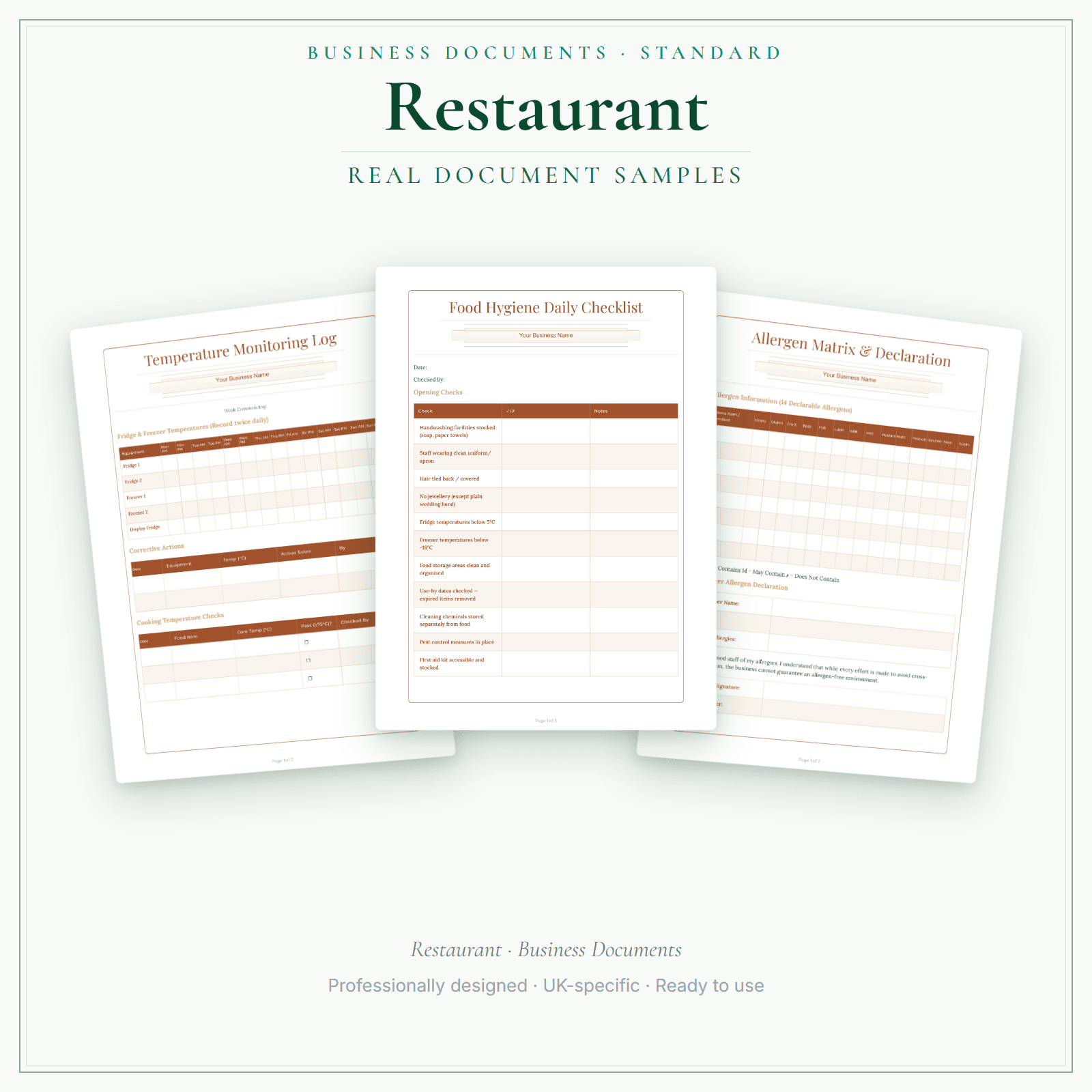 Business Documents — Standard — sample document pages