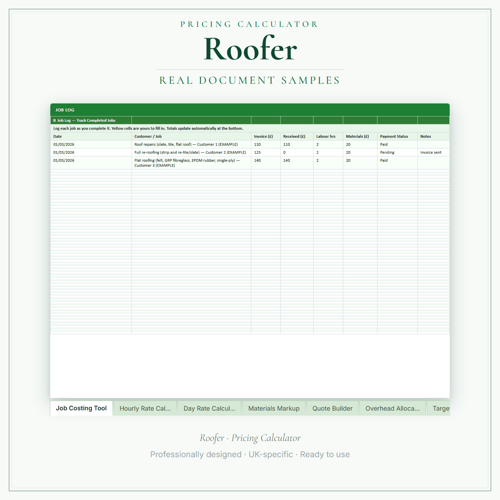 Pricing Calculator — Premium — sample document pages