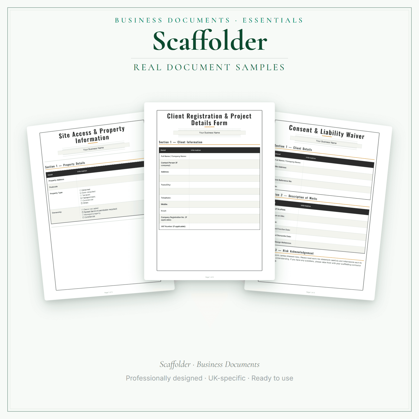 Business Documents — Essential — sample document pages