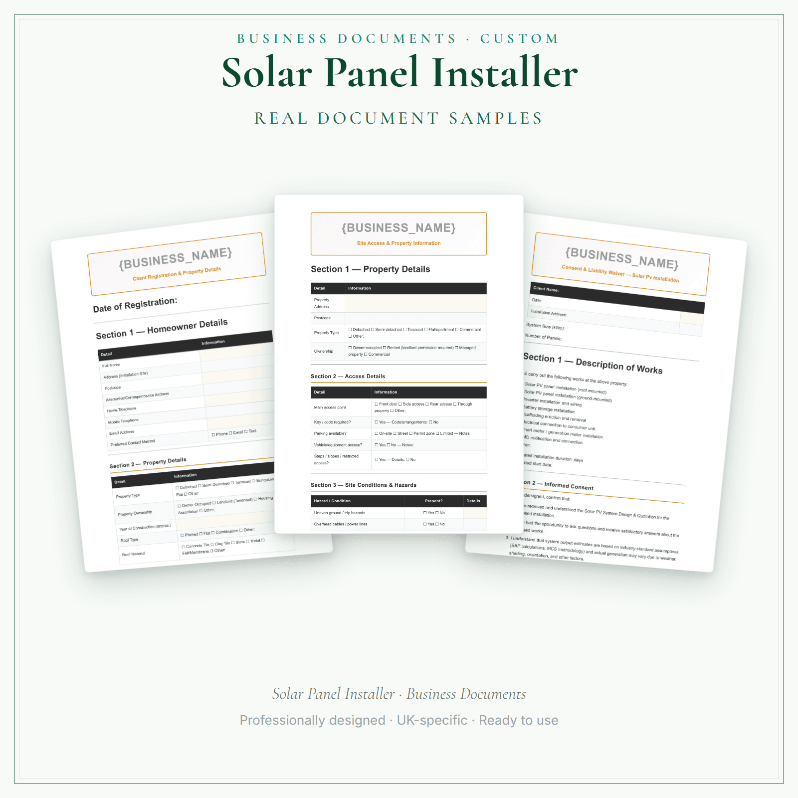 Business Documents — Custom — sample document pages