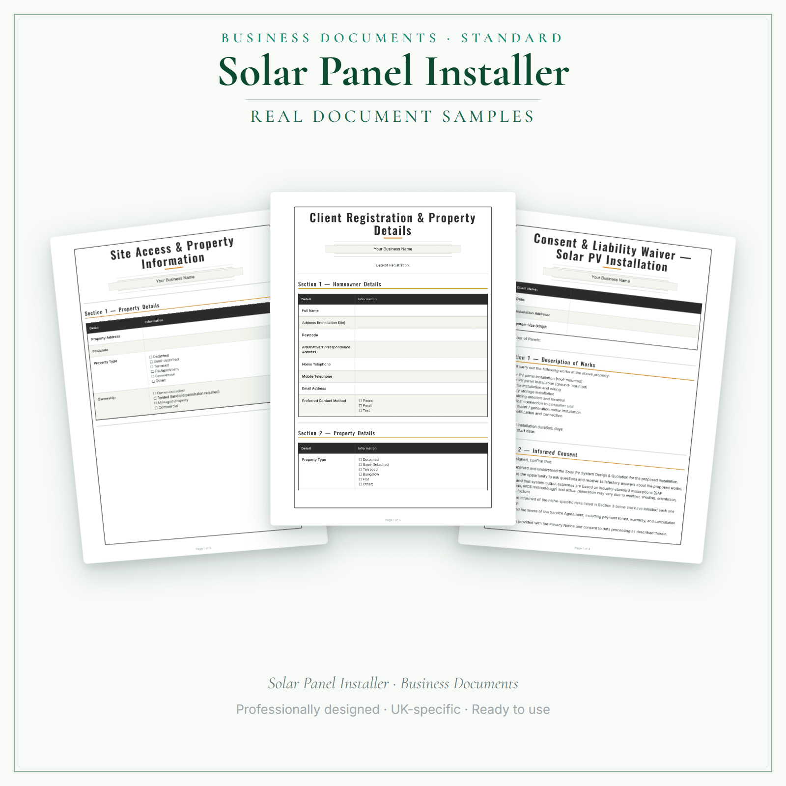 Business Documents — Standard — sample document pages