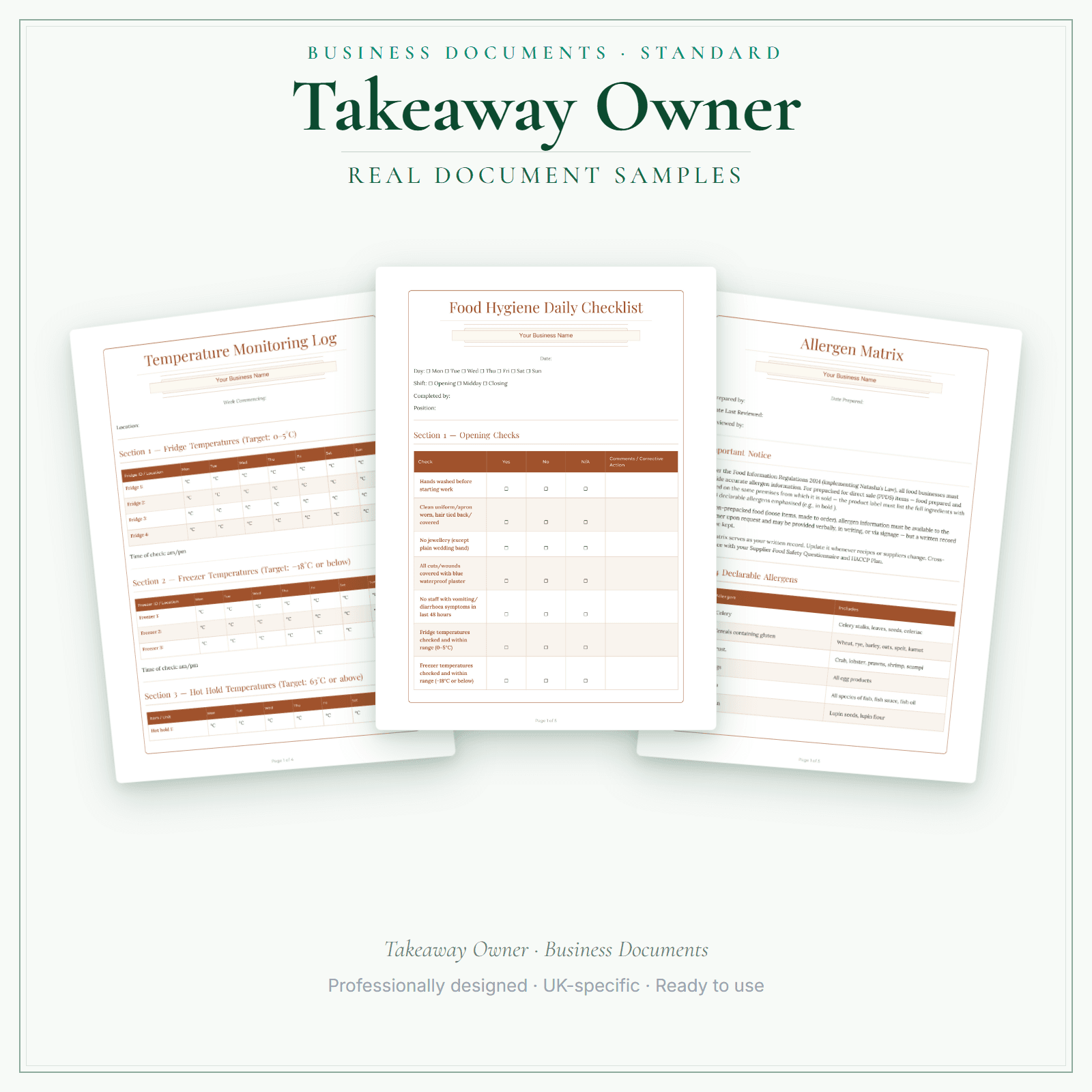 Business Documents — Standard — sample document pages