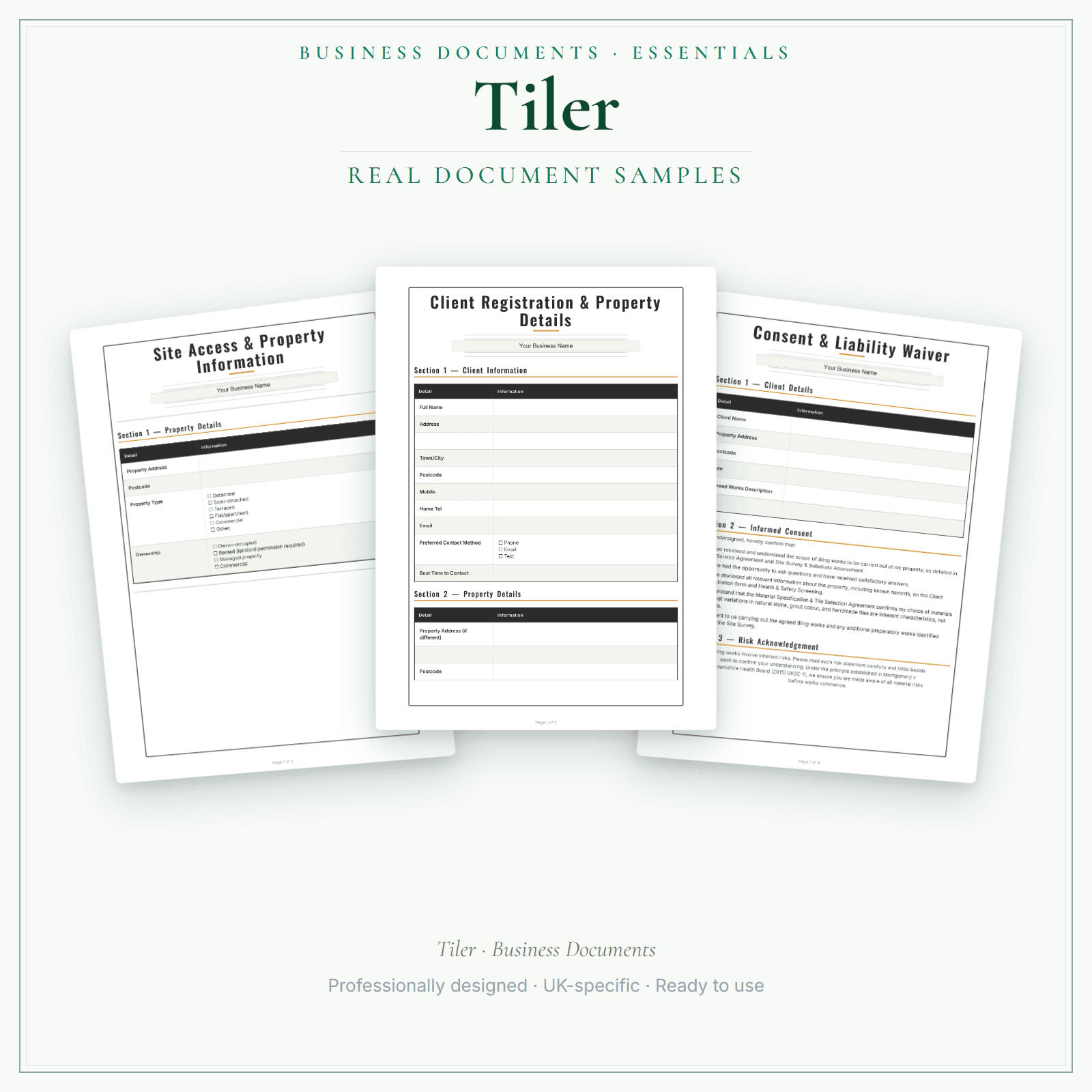 Business Documents — Essential — sample document pages
