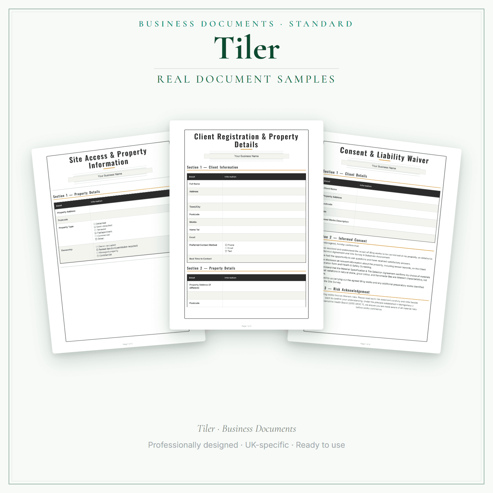 Business Documents — Standard — sample document pages