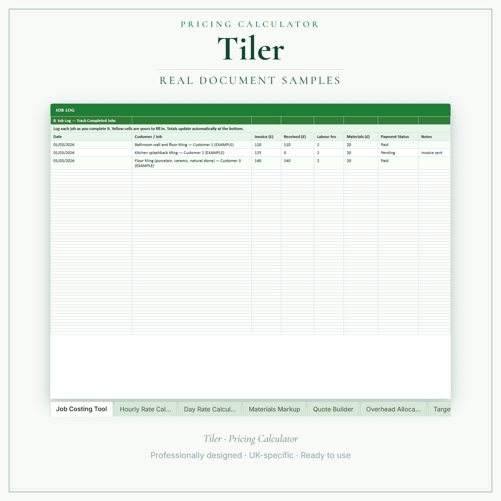 Pricing Calculator — Premium — sample document pages