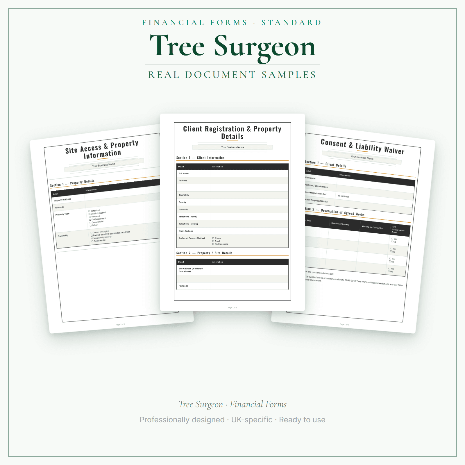 Financial Forms Bundle — Standard — sample document pages