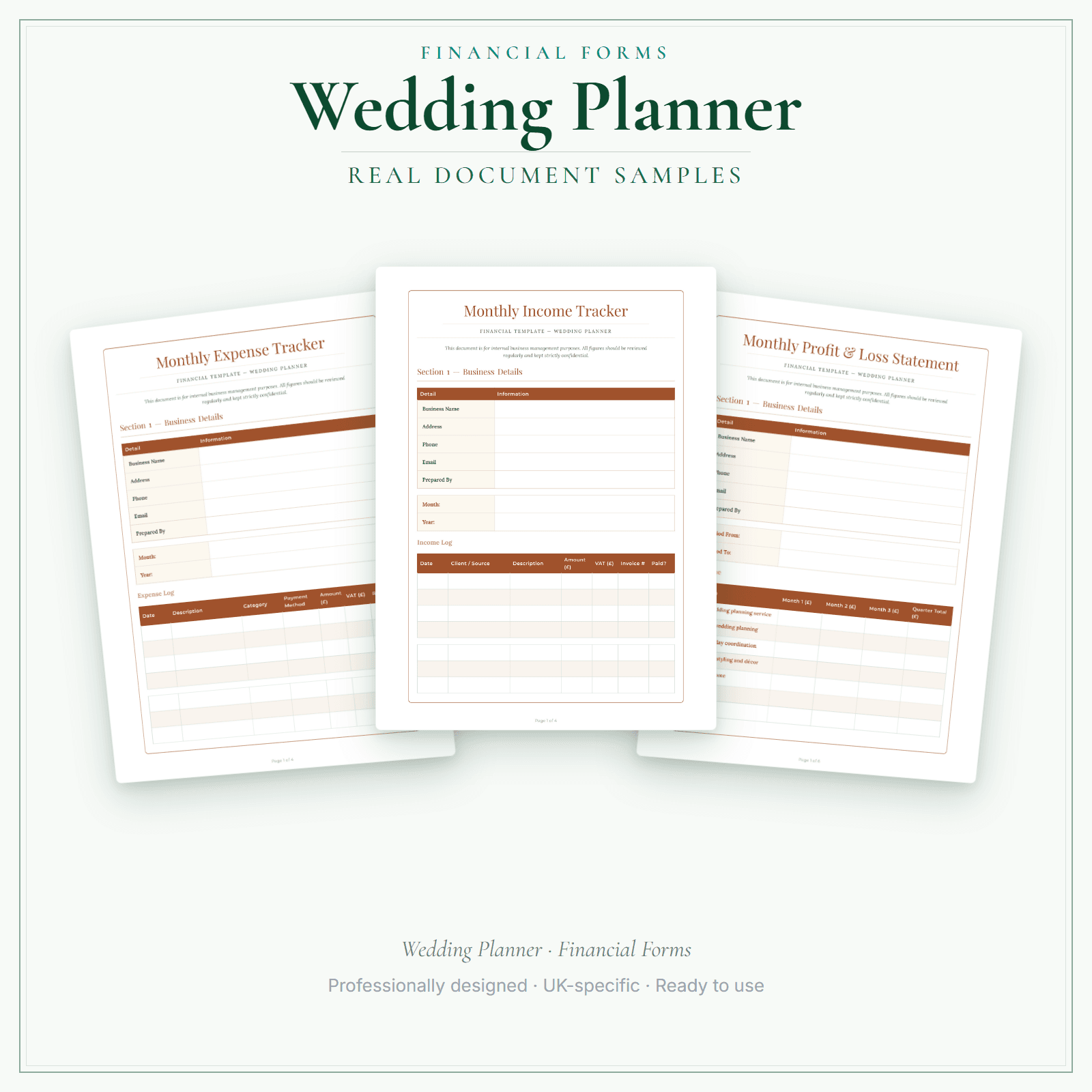 Financial Forms Bundle — Premium — sample document pages