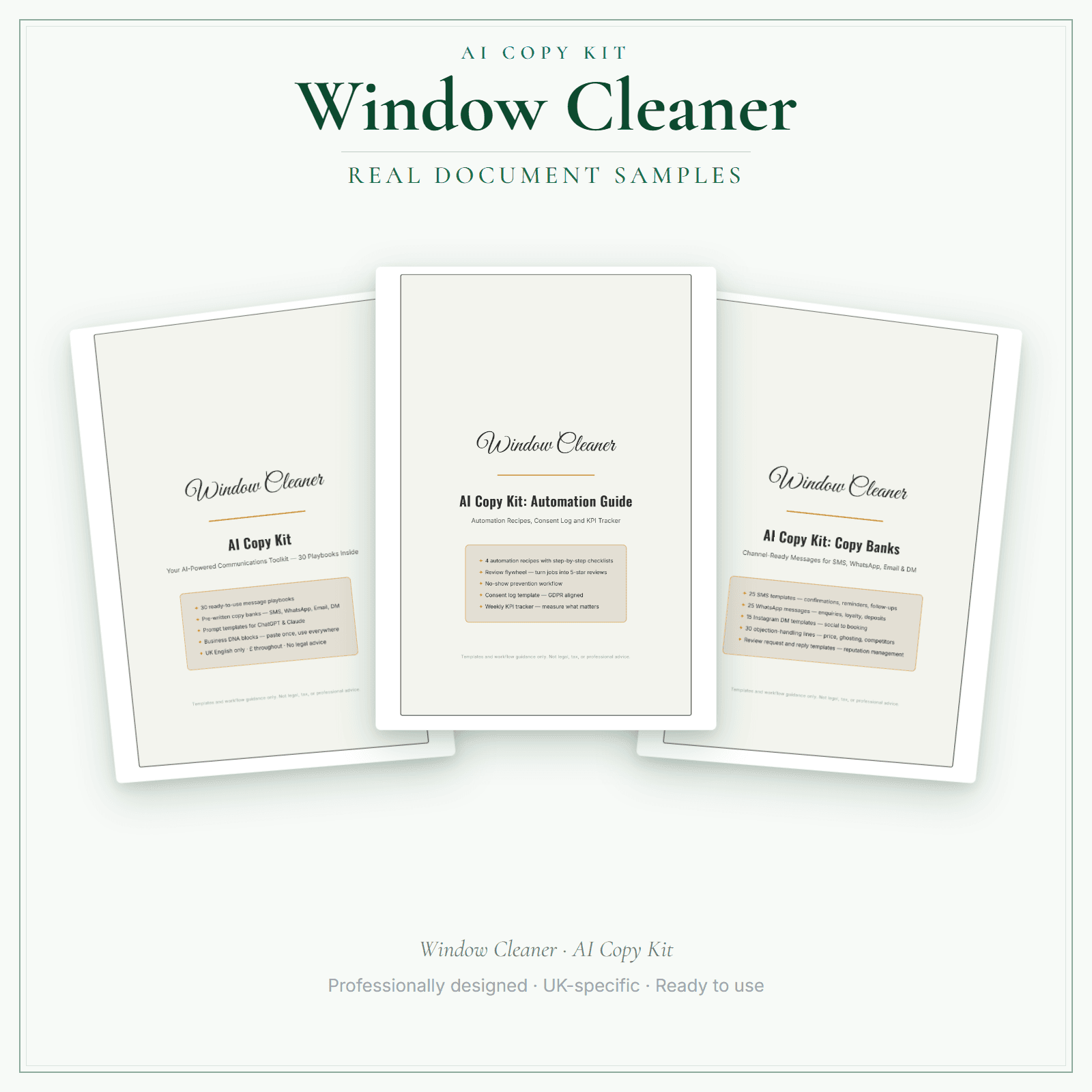 AI Copy Kit — sample document pages